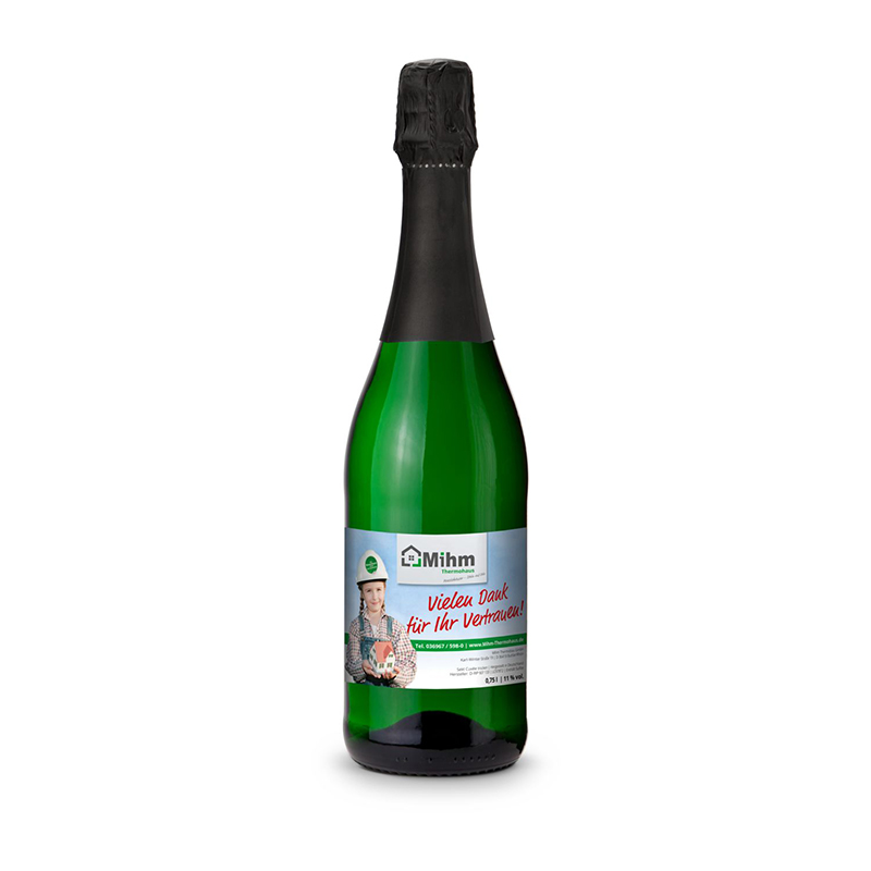 Sekt Cuvée - Flasche grün - Kapselfarbe Schwarz, 0,75 l