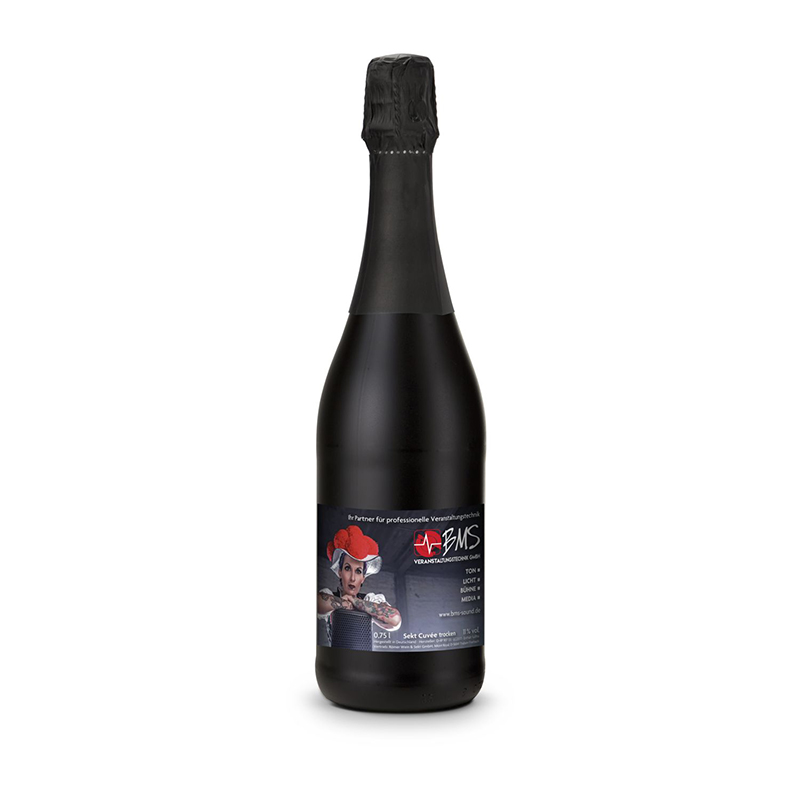 Sekt Cuvée - Flasche schwarz - Kapselfarbe Schwarz, 0,75 l
