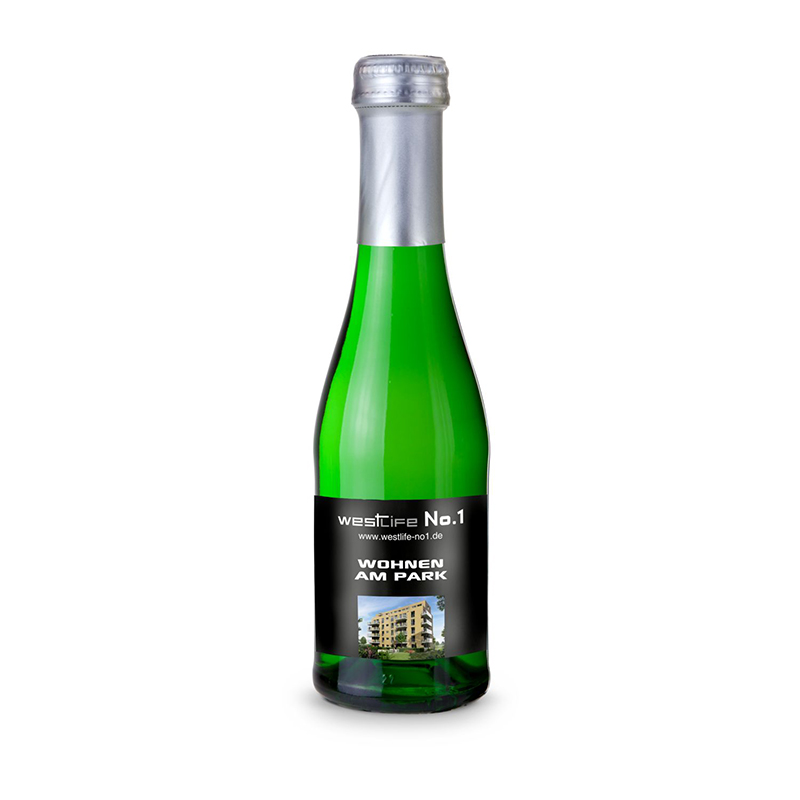 Sekt Cuvée Piccolo - Flasche grün - Kapsel silber, 0,2 l