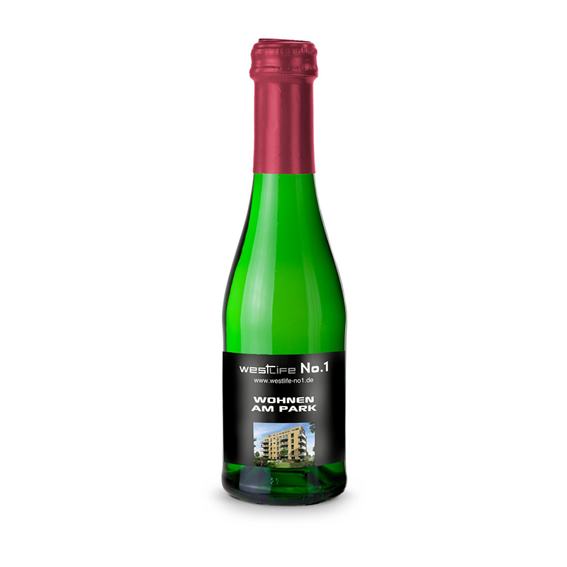 Sekt Cuvée Piccolo - Flasche grün - Kapsel Bordeauxrot, 0,2 l