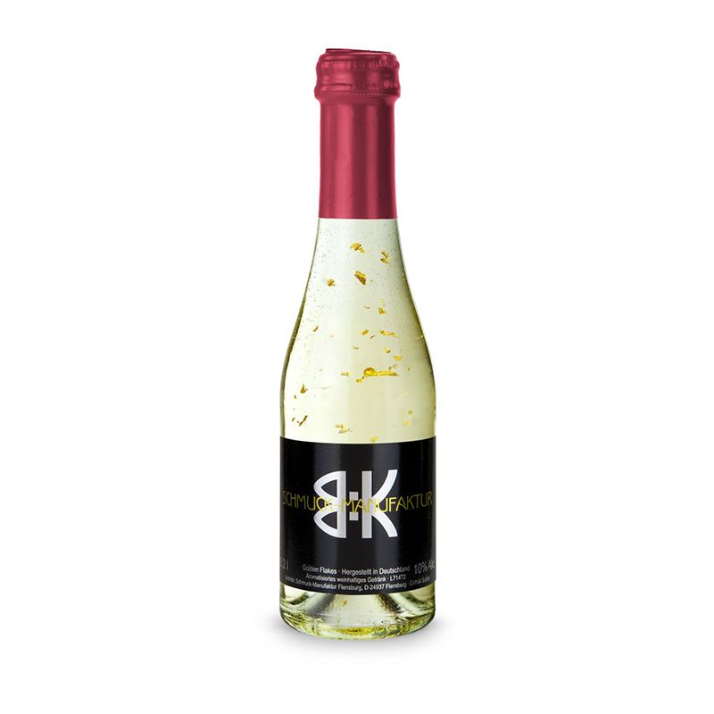 Piccolo Golden Flakes - Flasche klar - Kapsel Bordeauxrot, 0,2 l