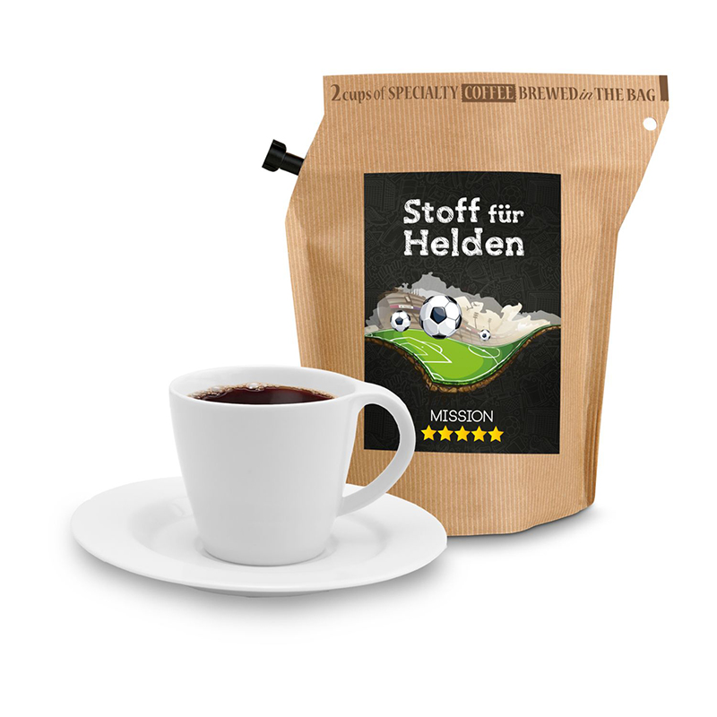 Geschenkartikel / Präsentartikel: WM-Kaffee Stoff für Helden