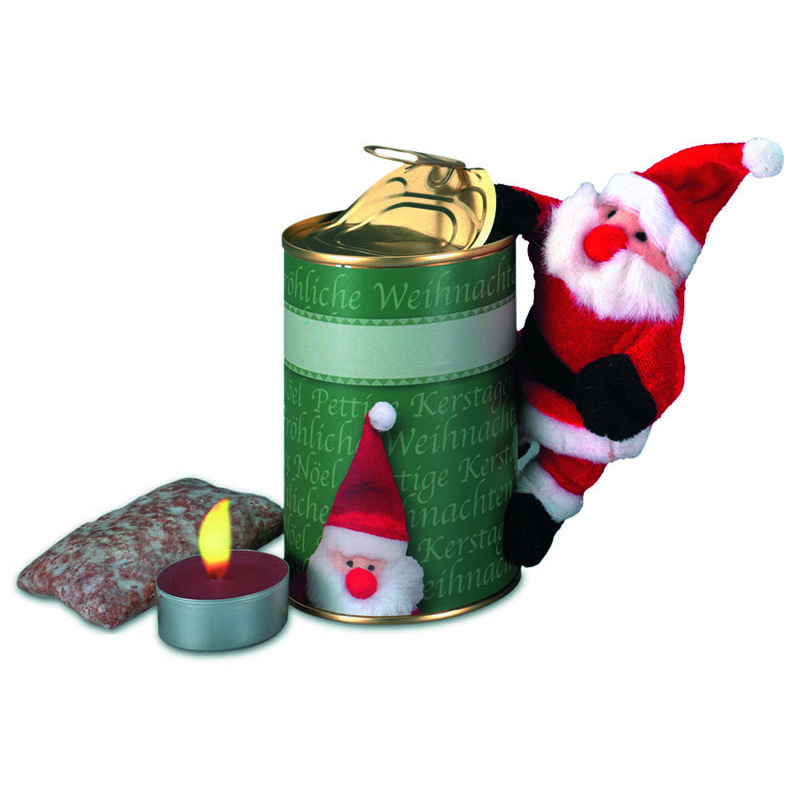 Magnetischer Weihnachtsmann in der Dose, Ø  73x110 mm, 1-4 c Digitaldruck inklusive