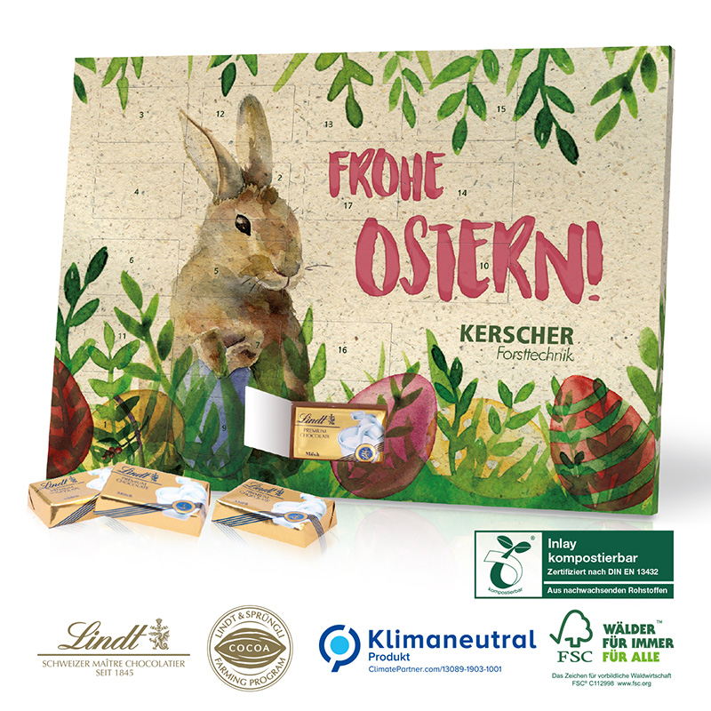 Tisch-Osterkalender Lindt Select Edition, Klimaneutral, FSC®, Inlay kompostierbar