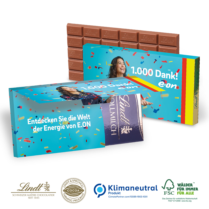 Mailing-Grußkarte mit Lindt Schokolade, Klimaneutral, FSC®