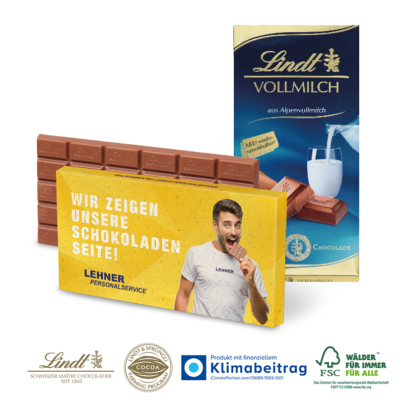 Premium Schokolade von Lindt, 100 g auf Graspapier