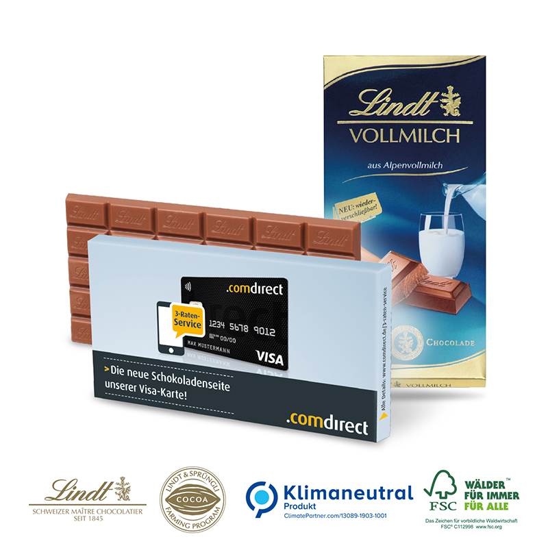 Premium Schokolade von Lindt, 100 g, Klimaneutral, FSC®