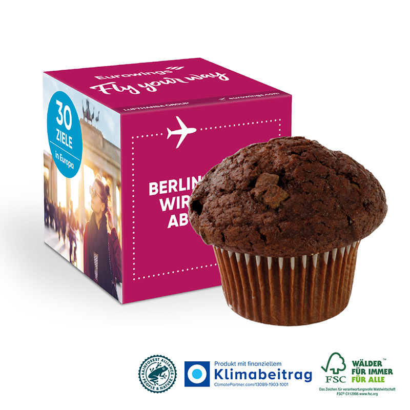 Muffin Maxi im Werbewürfel, Klimaneutral, FSC®