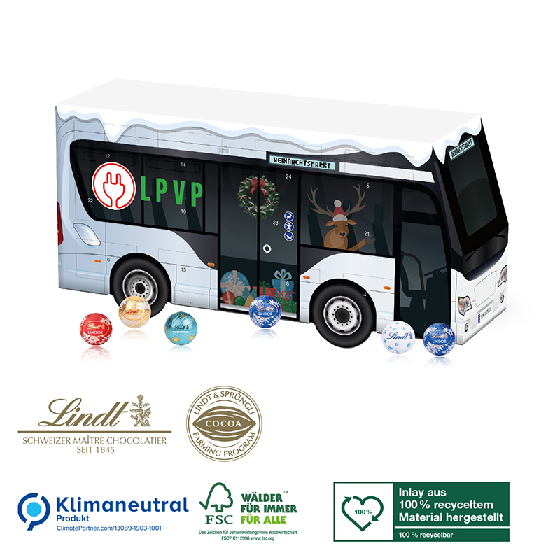 3D Adventskalender Lindt Bus, Klimaneutral, FSC®
