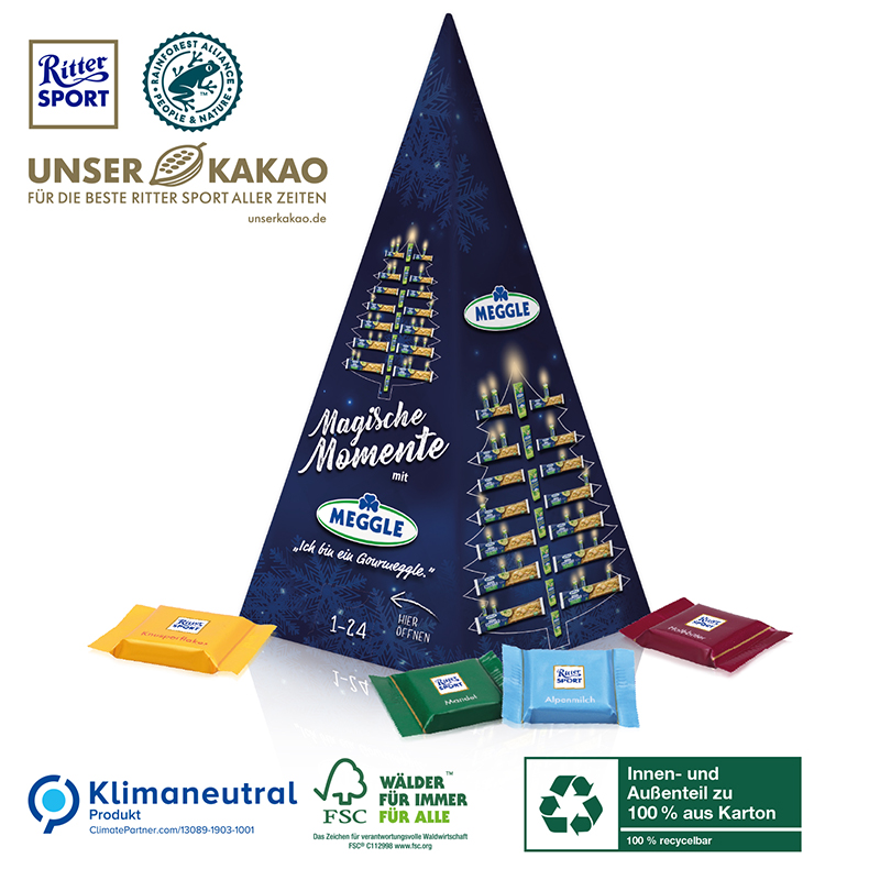 Karton-Adventskalender  Weihnachtspyramide Ritter SPORT, Klimaneutral, FSC®