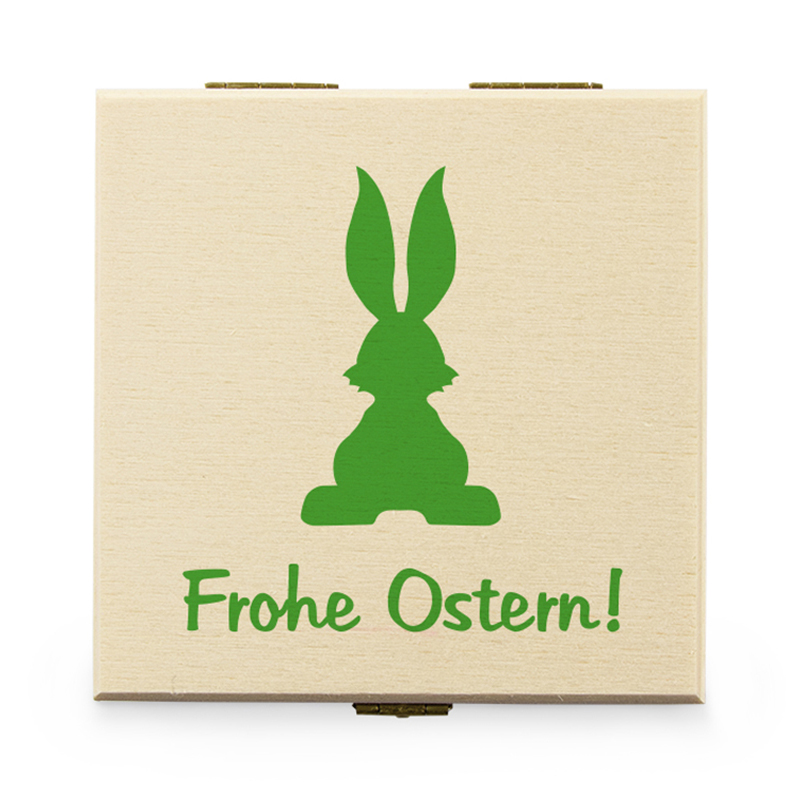 Holzkiste Hase Grün Mini-Trüffeleier - 45 g.