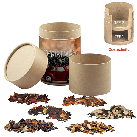 Verschiedene Weihnachts Teesorten, , ca. 150g, Biologisch abbaubare Eco Doppelpappdose Maxi