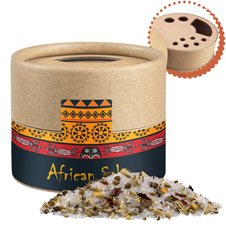 Afrikanisches Salz, ca. 50g, Biologisch abbaubarer Eco Pappstreuer Mini