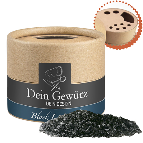 Gewürzmischung Black Lava Salz, ca. 75g, Biologisch abbaubarer Eco Pappstreuer Mini