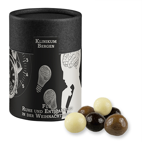 Knusperkugeln-Mix, ca. 50g, Biologisch abbaubare Eco Pappdose Midi schwarz