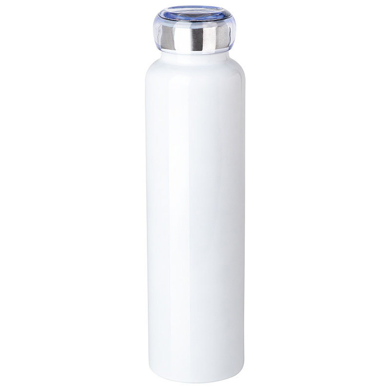 Weiße Edelstahl-Thermosflasche 0,75 l mit doppelwandiger Vakuum-Isolierung glänzend lackiert