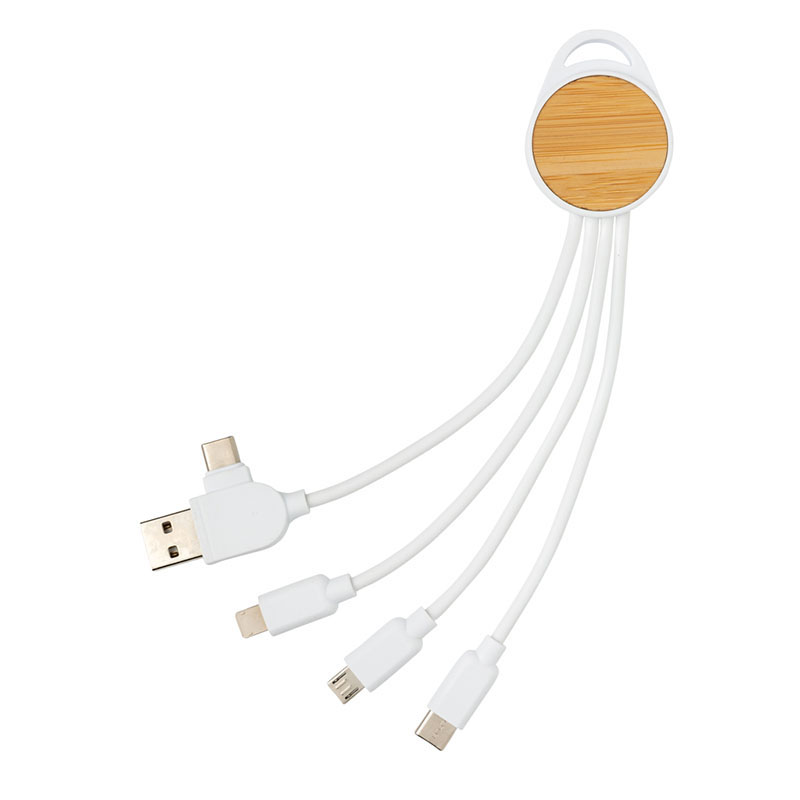 XD Collection rundes Ontario 6-in-1 Kabel aus RCS recyceltem Kunststoff